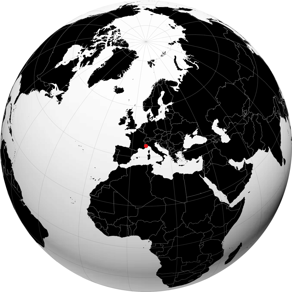 Cuneo auf dem Globus