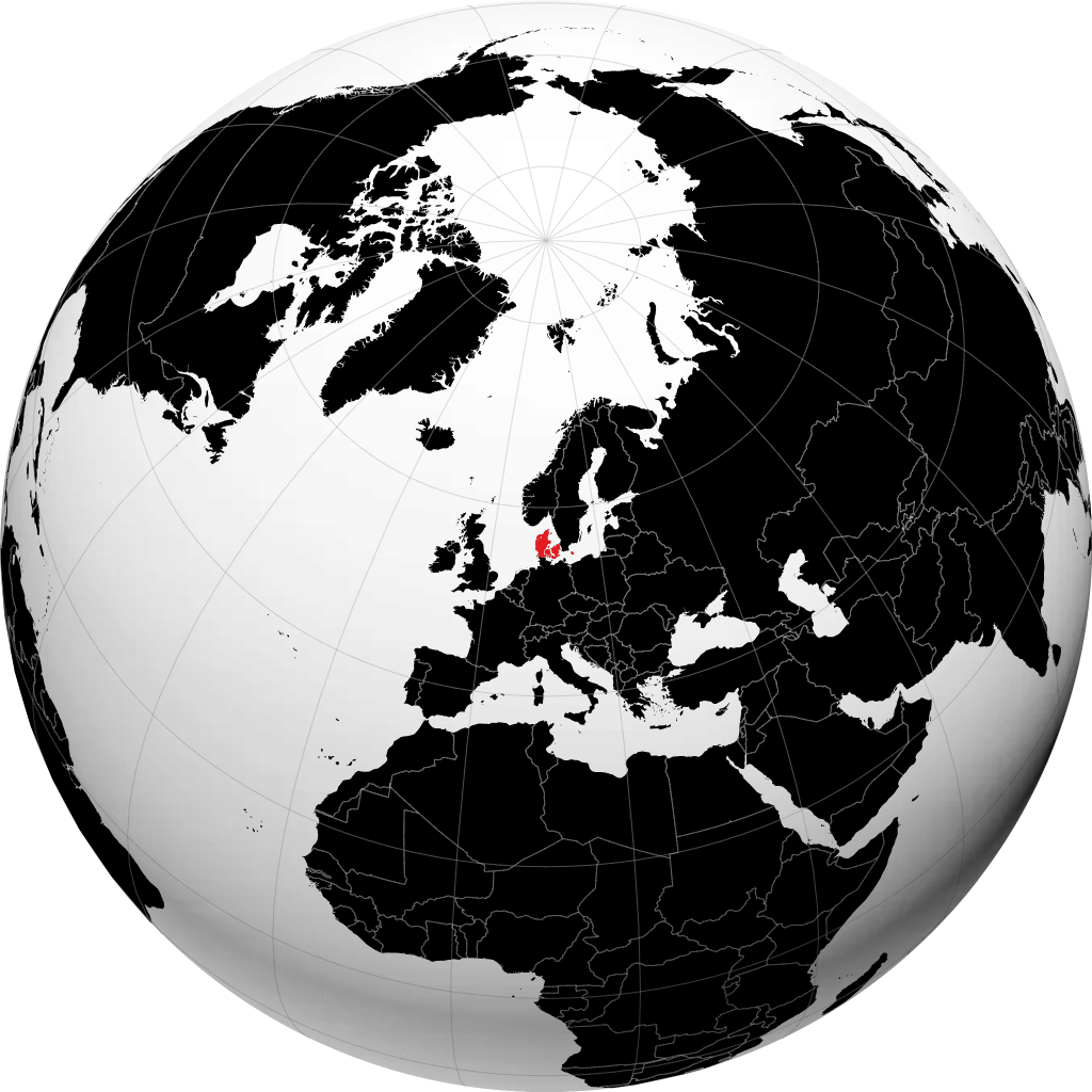 Dänemark auf dem Globus