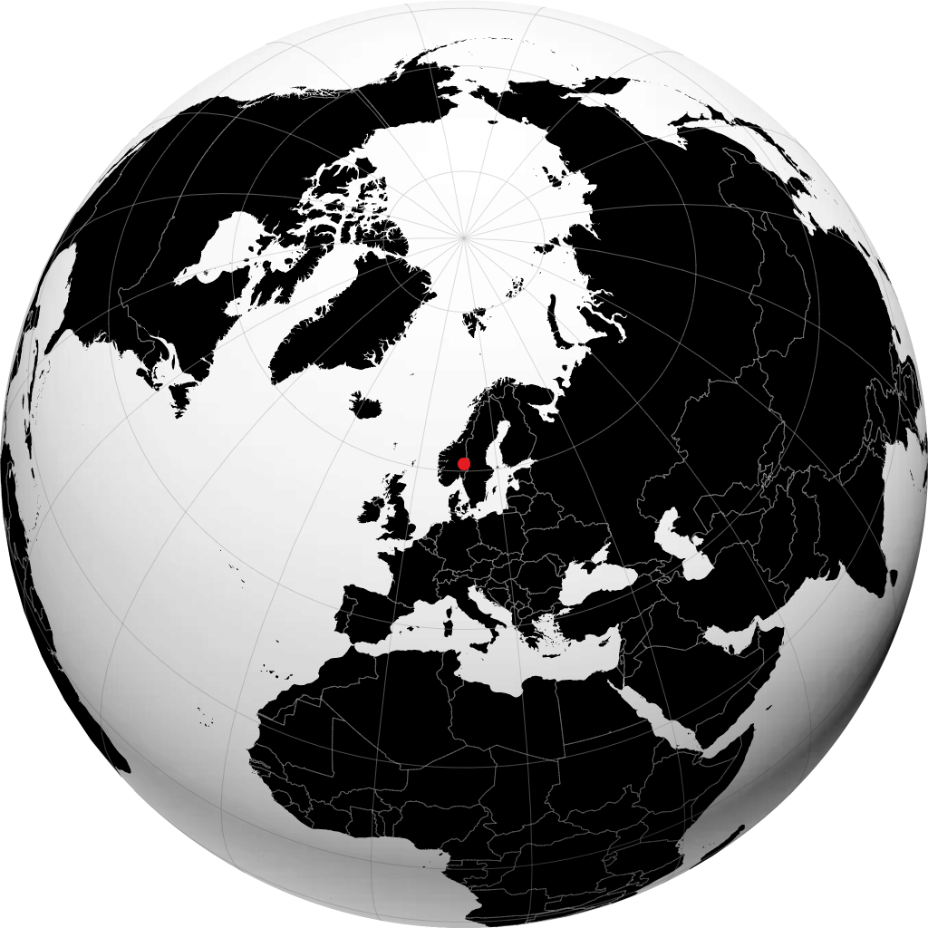 Elverum auf dem Globus