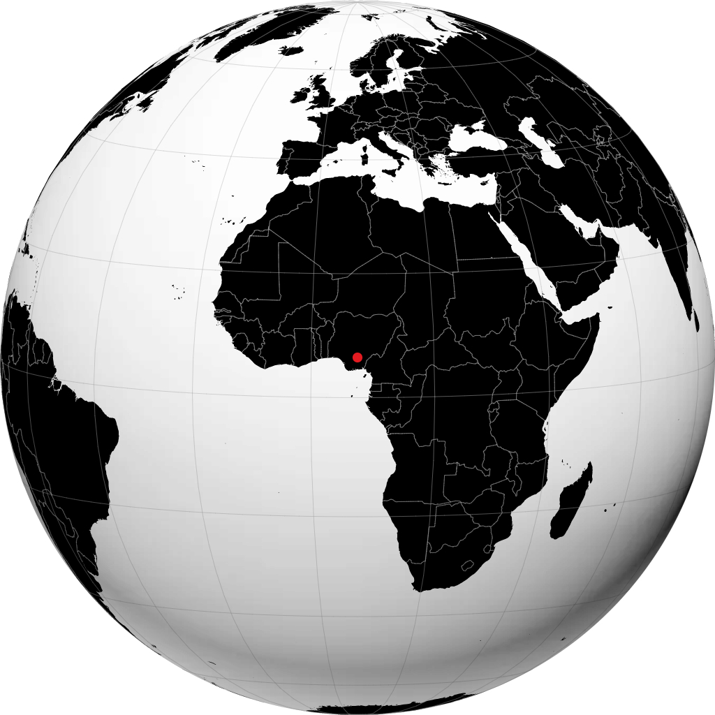 Enugu auf dem Globus