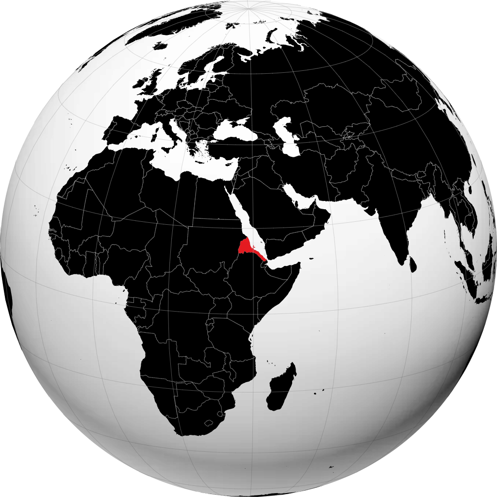 Eritrea auf dem Globus