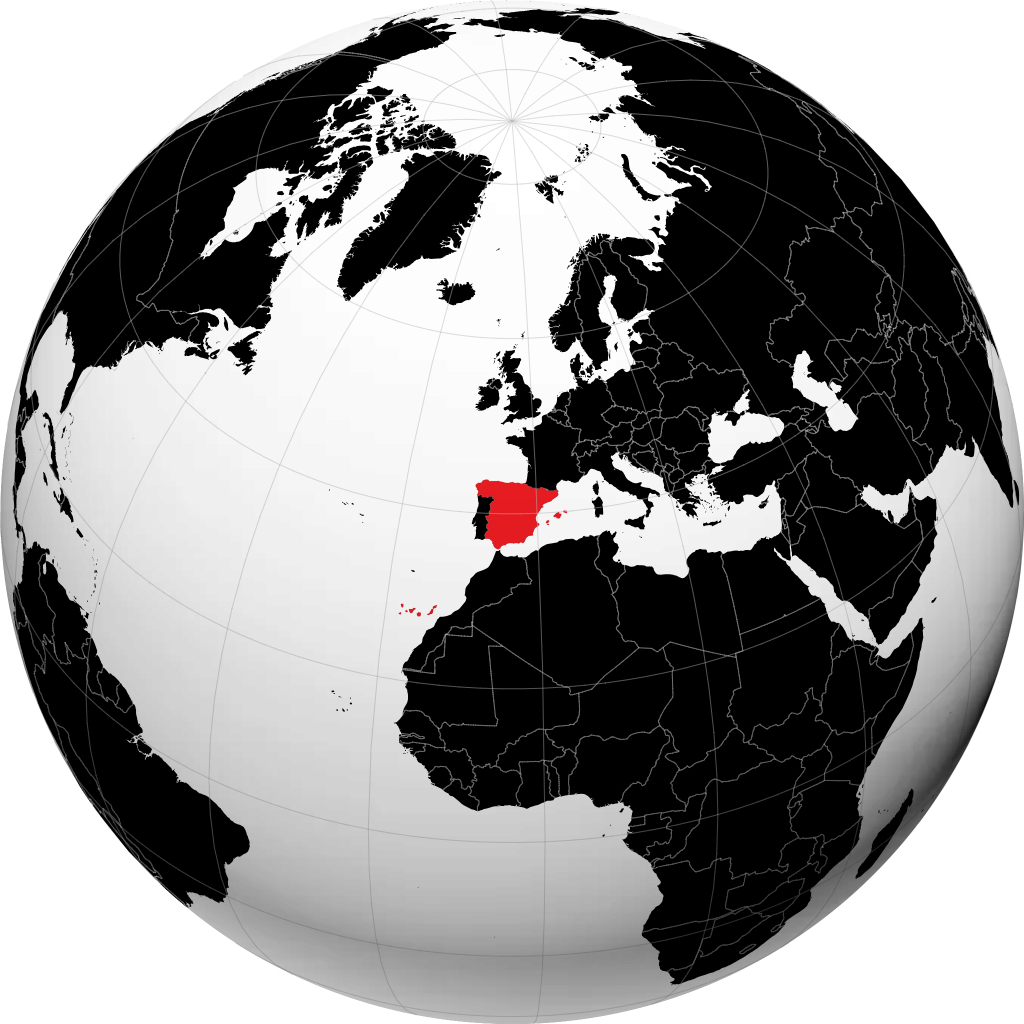 Spanien auf dem Globus