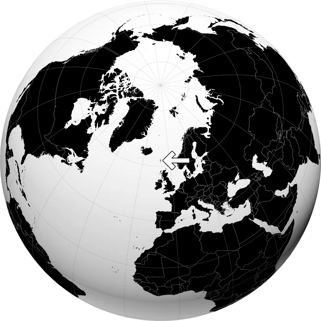Färöer auf dem Globus