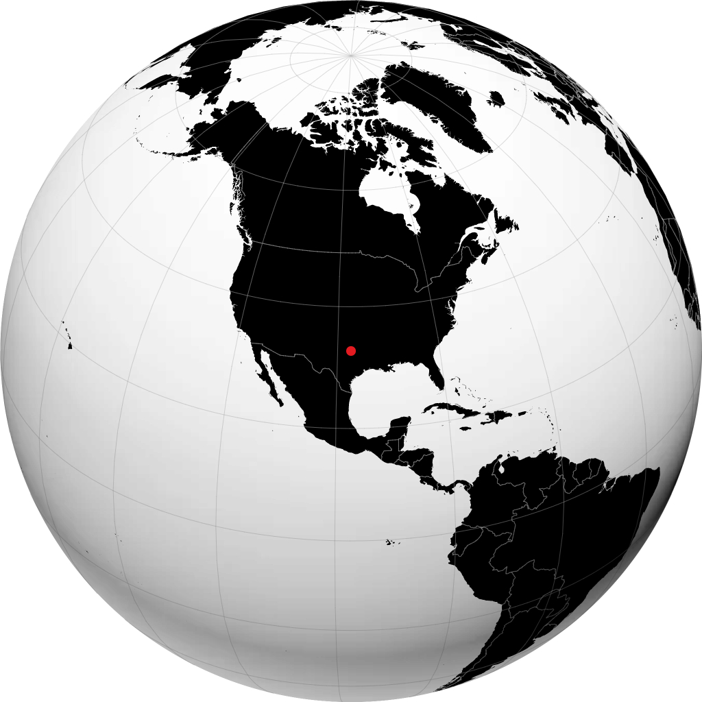 Fort Worth auf dem Globus