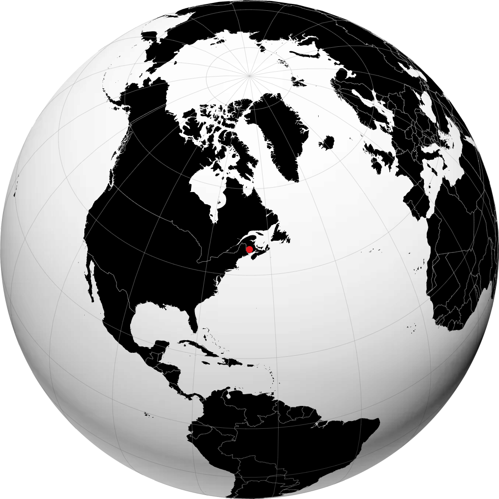 Fredericton auf dem Globus
