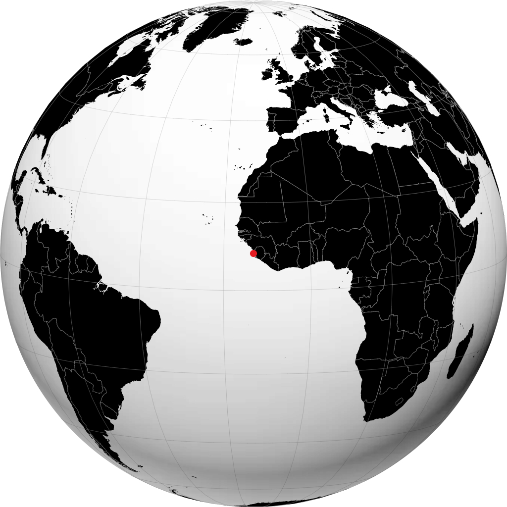 Freetown auf dem Globus