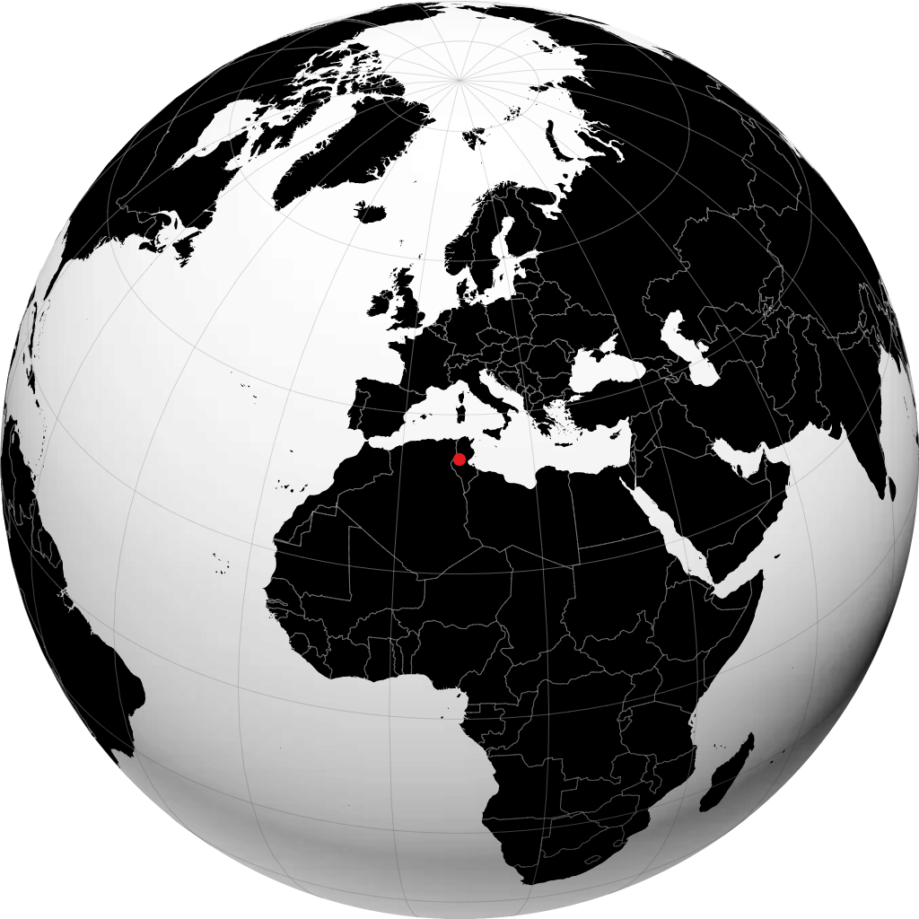 Gafsa auf dem Globus
