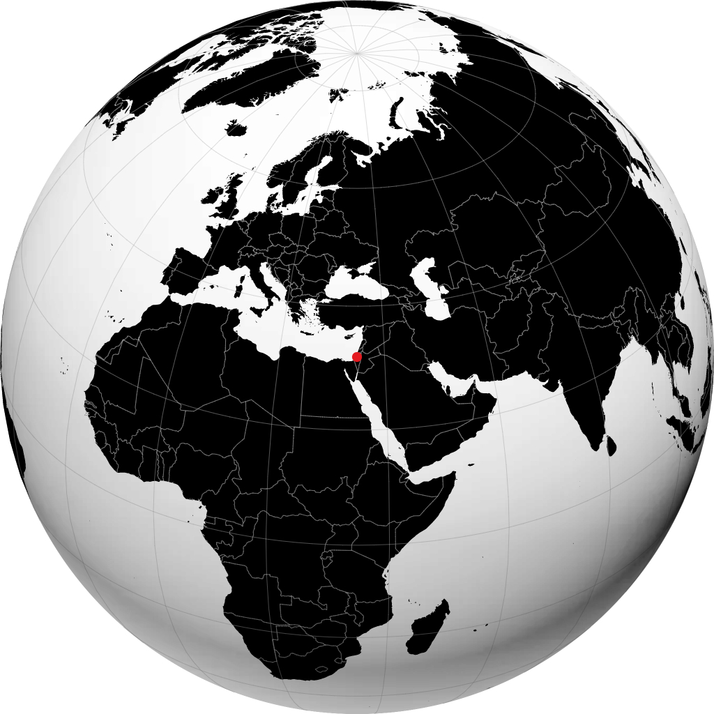Gedera auf dem Globus