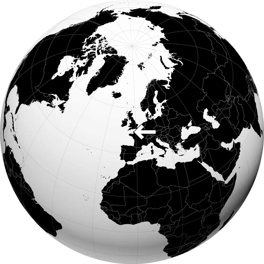 Guernsey auf dem Globus