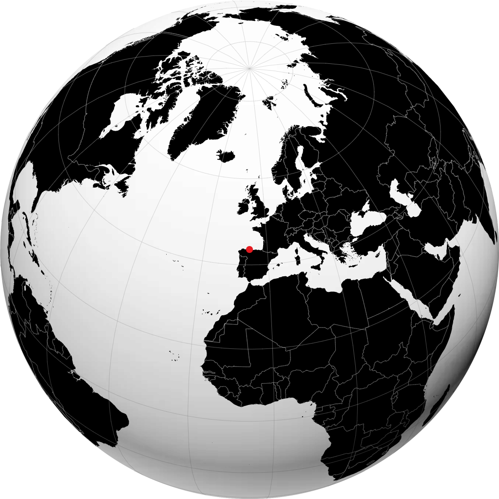 Gijón auf dem Globus