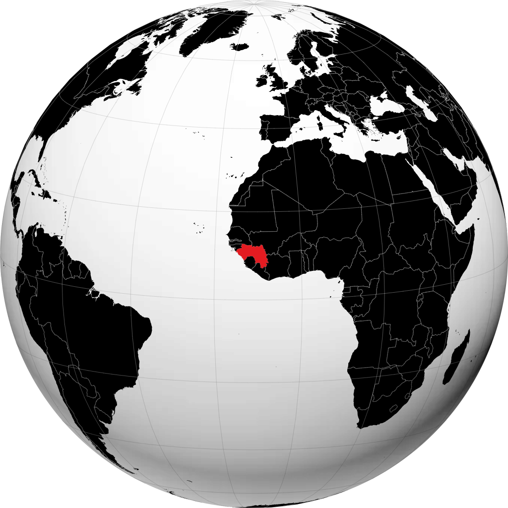 Guinea auf dem Globus