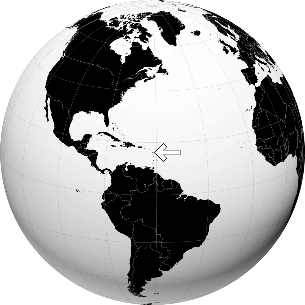 Guadeloupe auf dem Globus