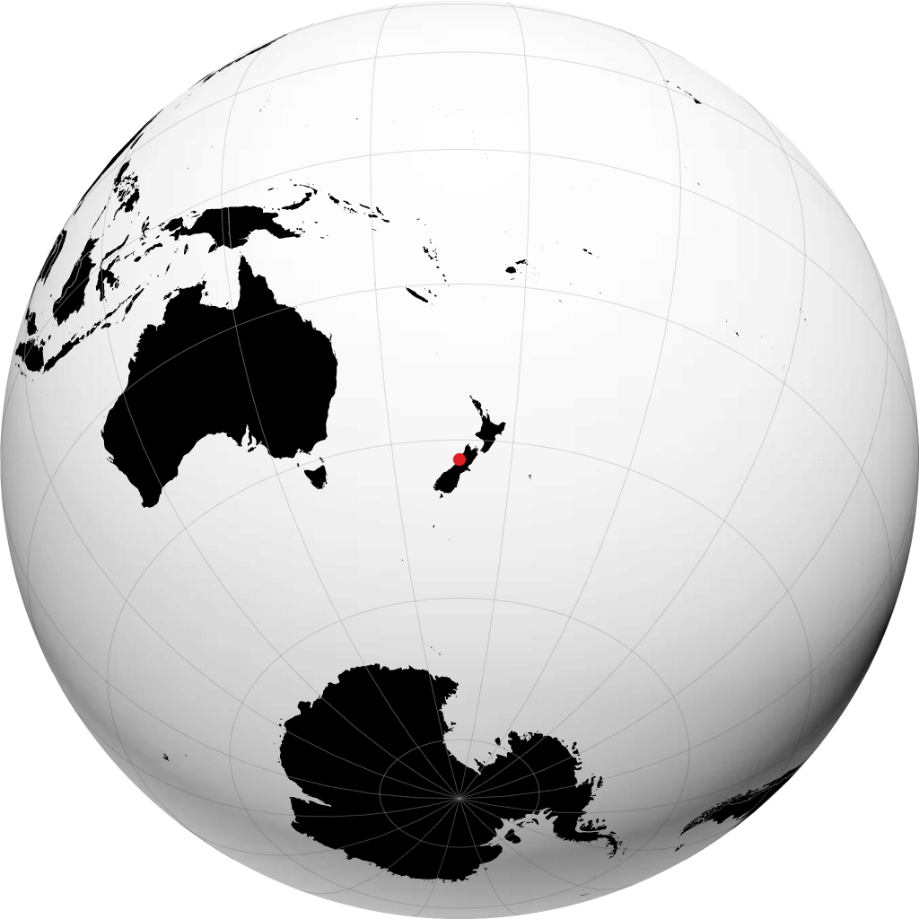 Greymouth auf dem Globus
