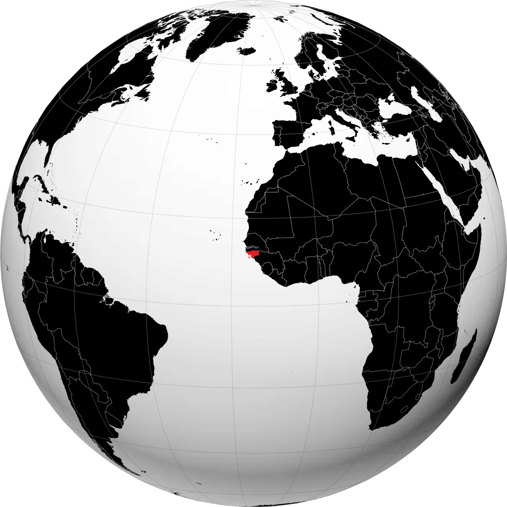 Guinea-Bissau auf dem Globus