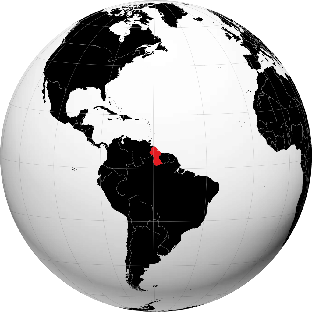 Guyana auf dem Globus