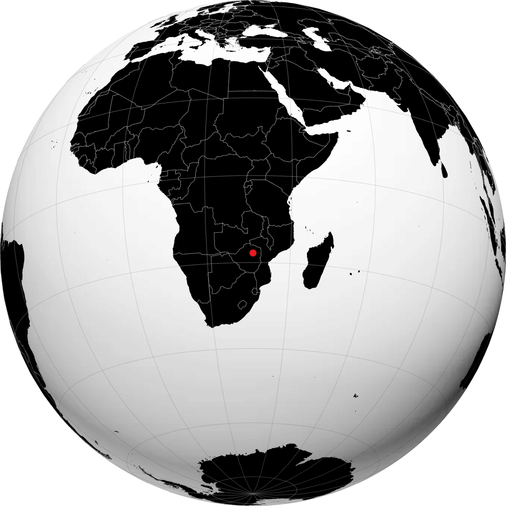 Harare auf dem Globus