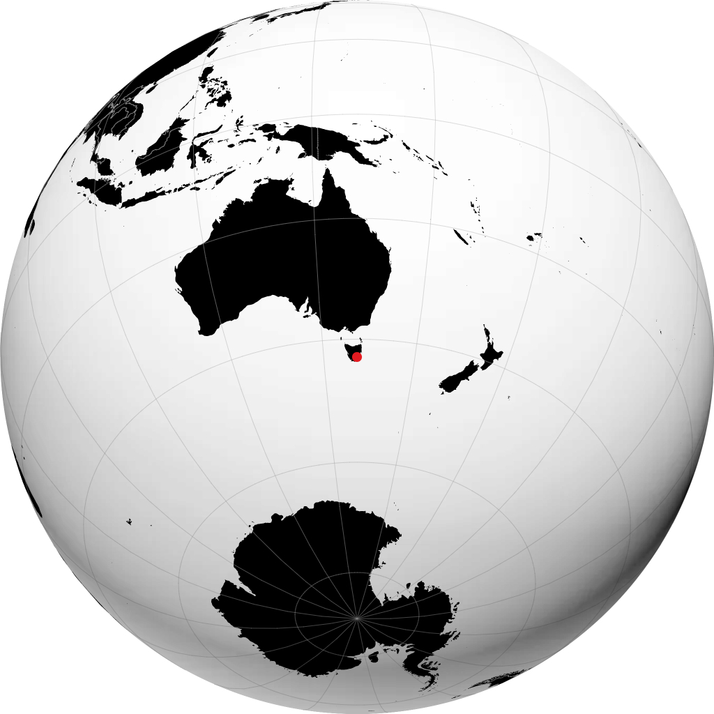 Hobart auf dem Globus