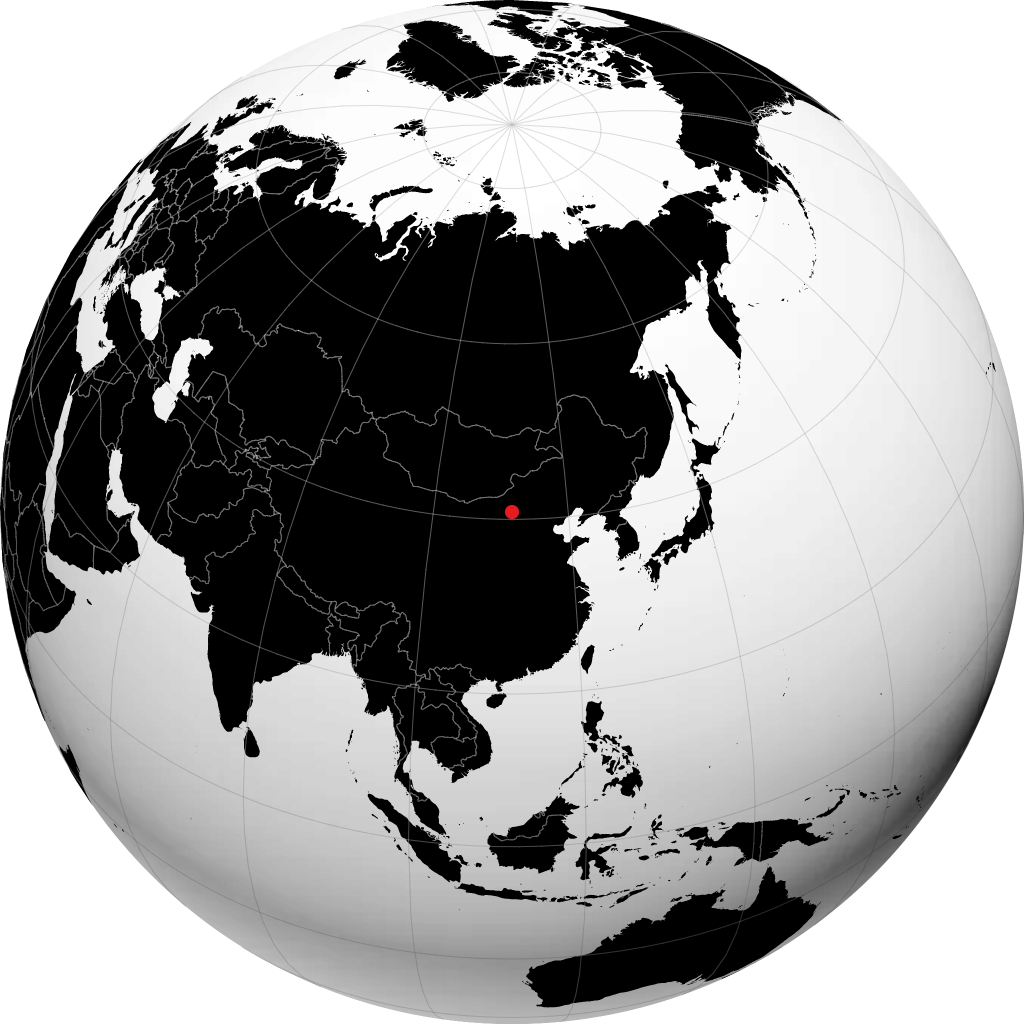 Hohhot auf dem Globus