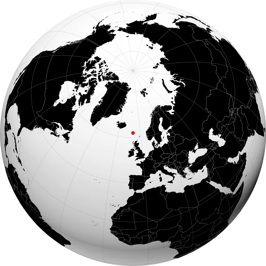 Hoyvík auf dem Globus
