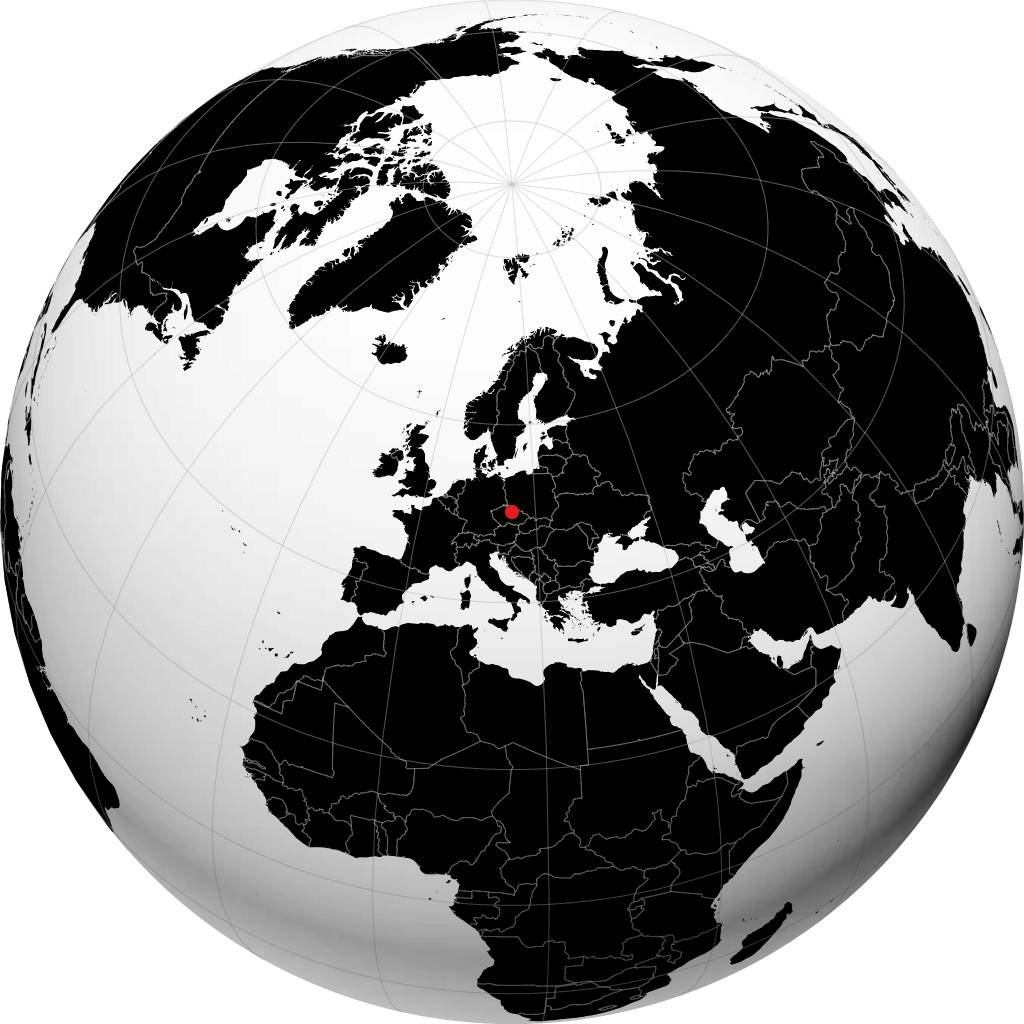 Hradec Králové auf dem Globus