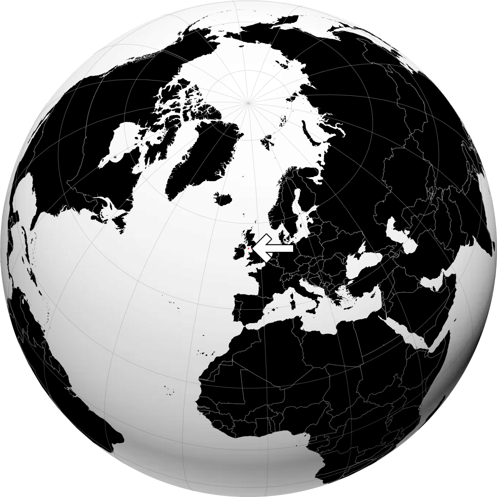 Isle of Man auf dem Globus