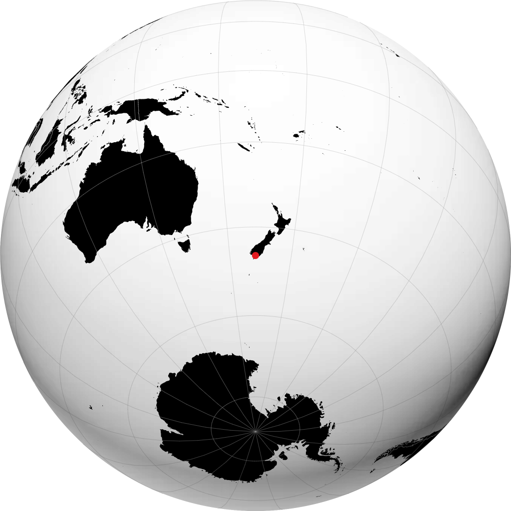 Invercargill auf dem Globus
