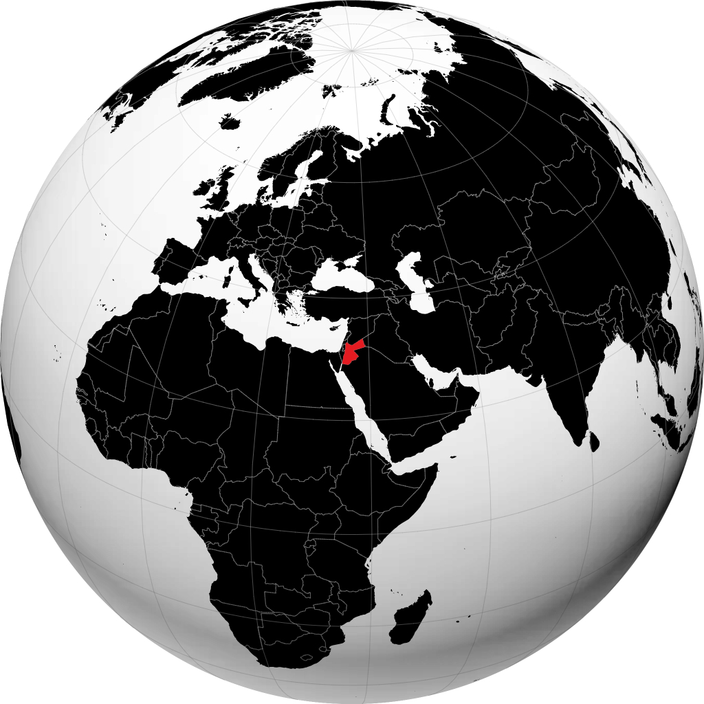 Jordanien auf dem Globus