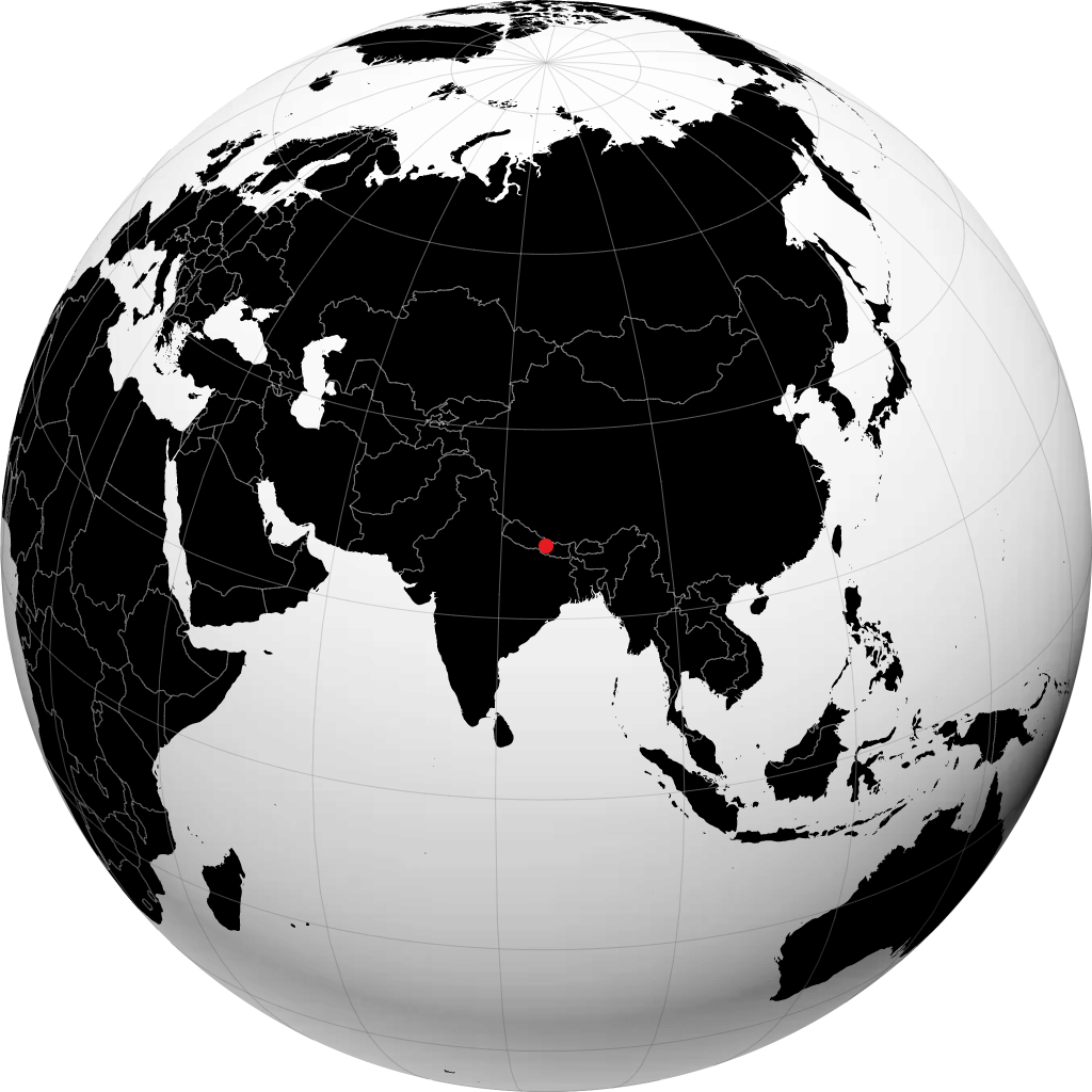 Kathmandu auf dem Globus