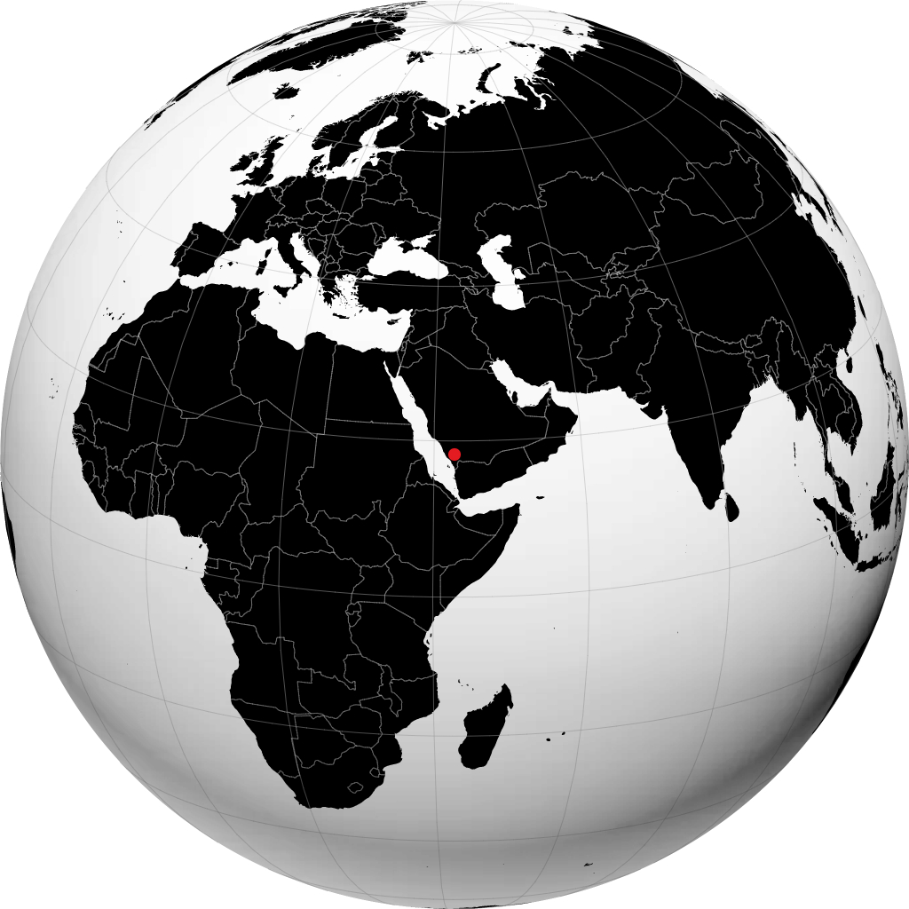 Khamis Mushait auf dem Globus