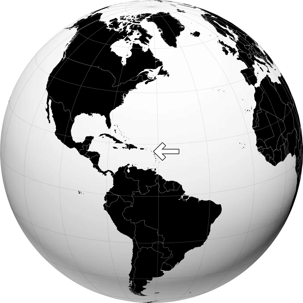 St. Kitts und Nevis auf dem Globus