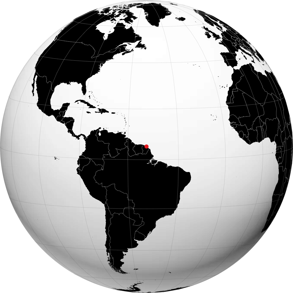 Kourou auf dem Globus
