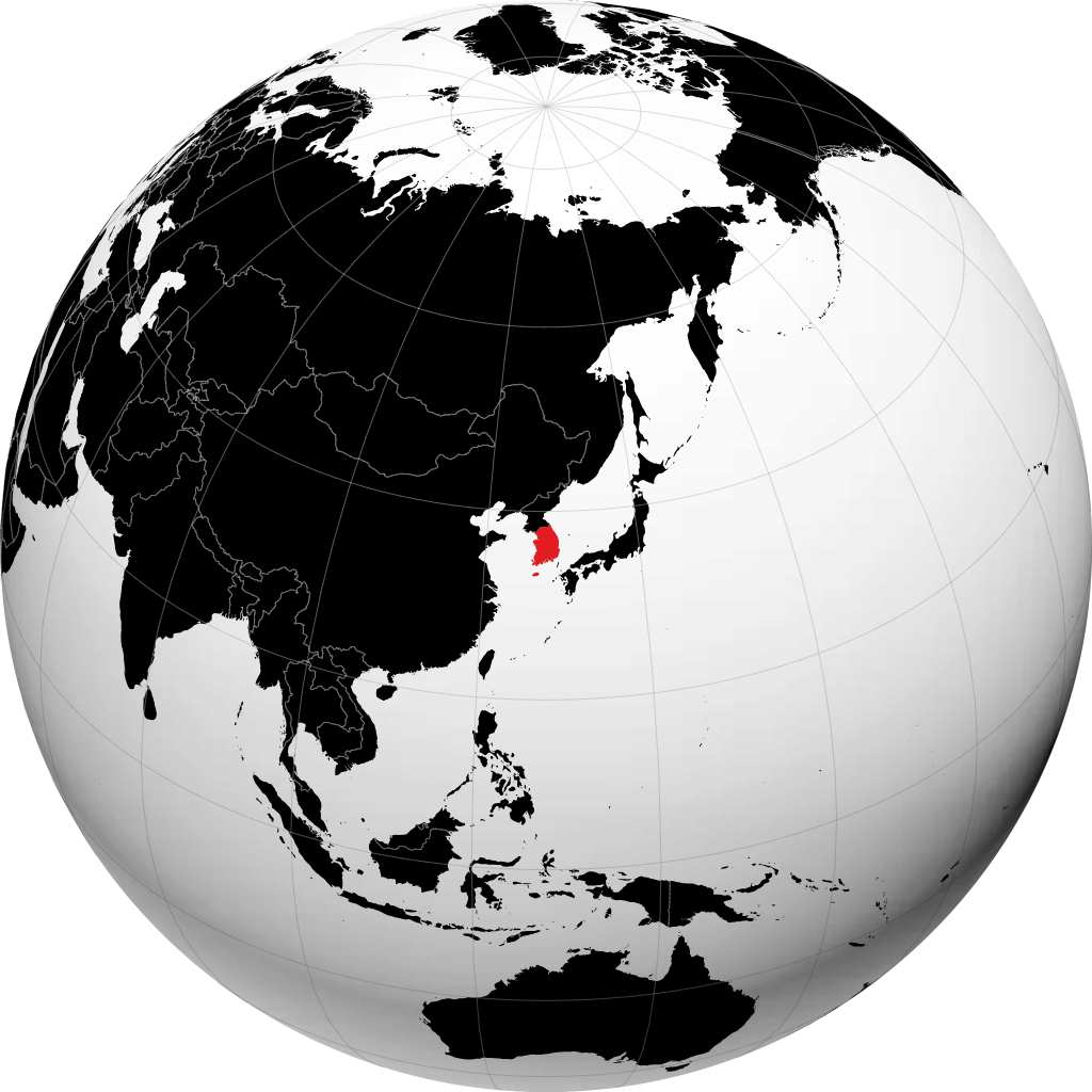 Südkorea auf dem Globus
