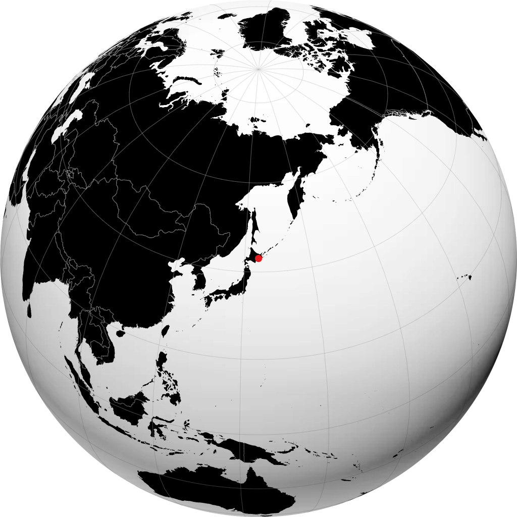 Kushiro auf dem Globus