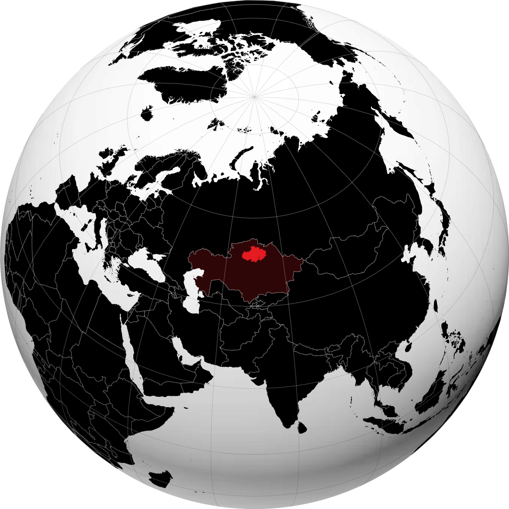 Region Akmola auf dem Globus