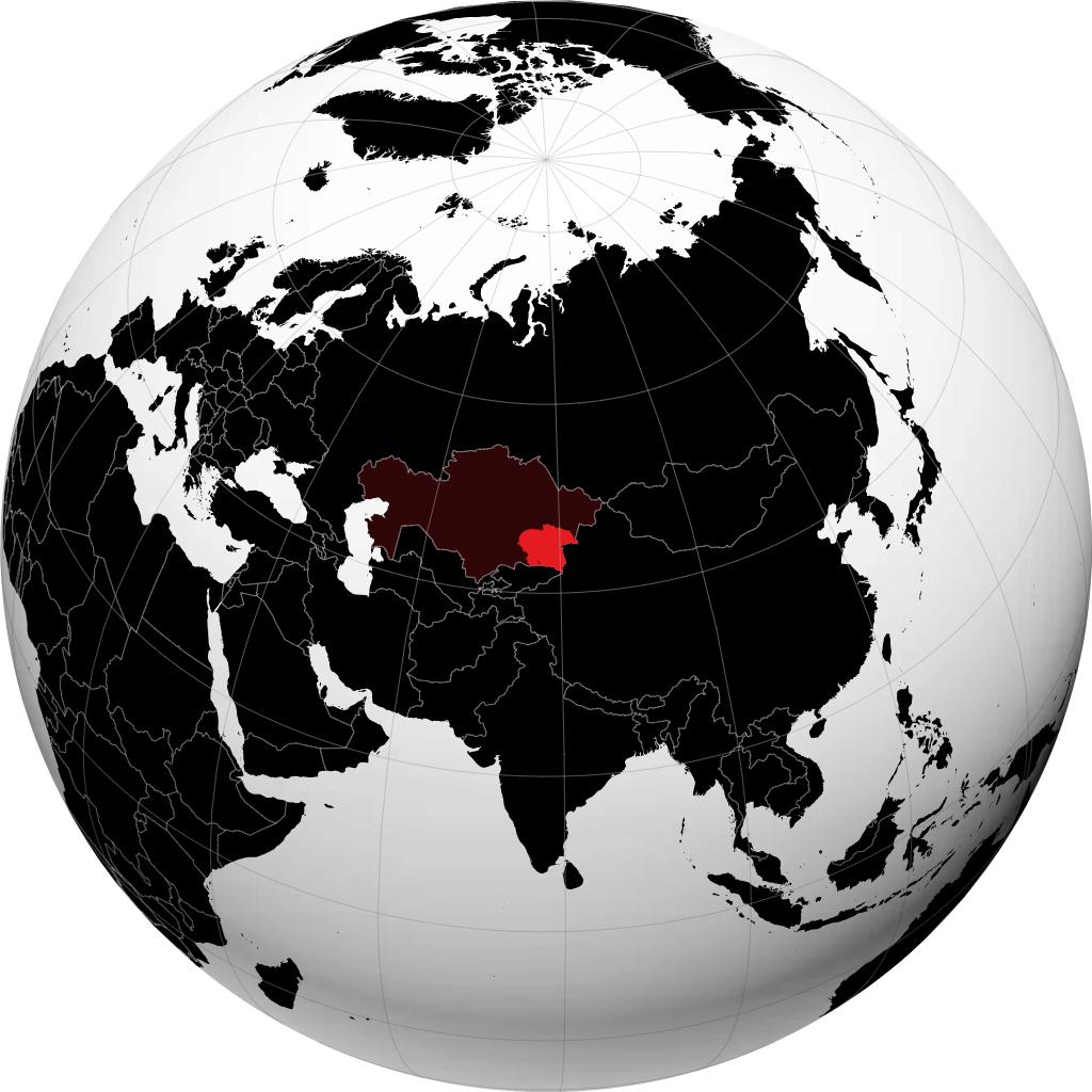 Region Almaty auf dem Globus
