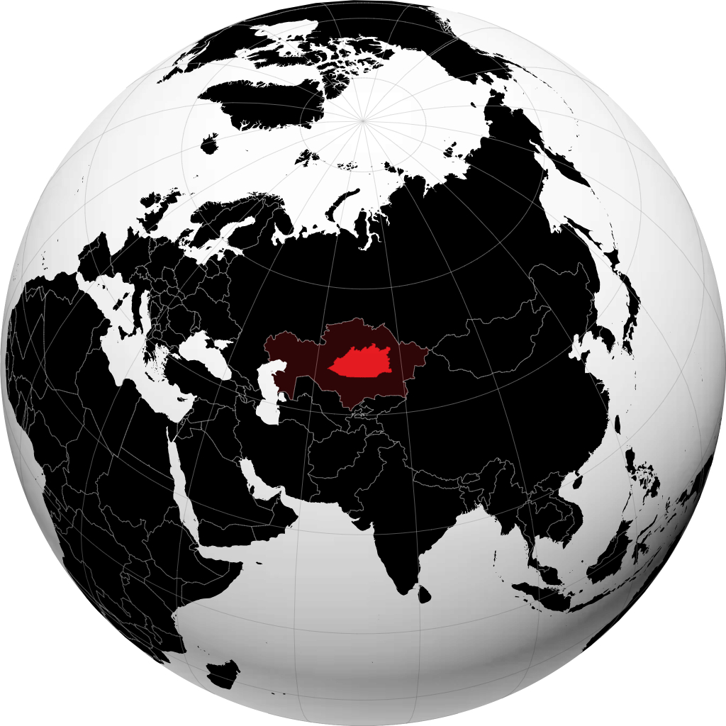 Region Qaraghandy auf dem Globus