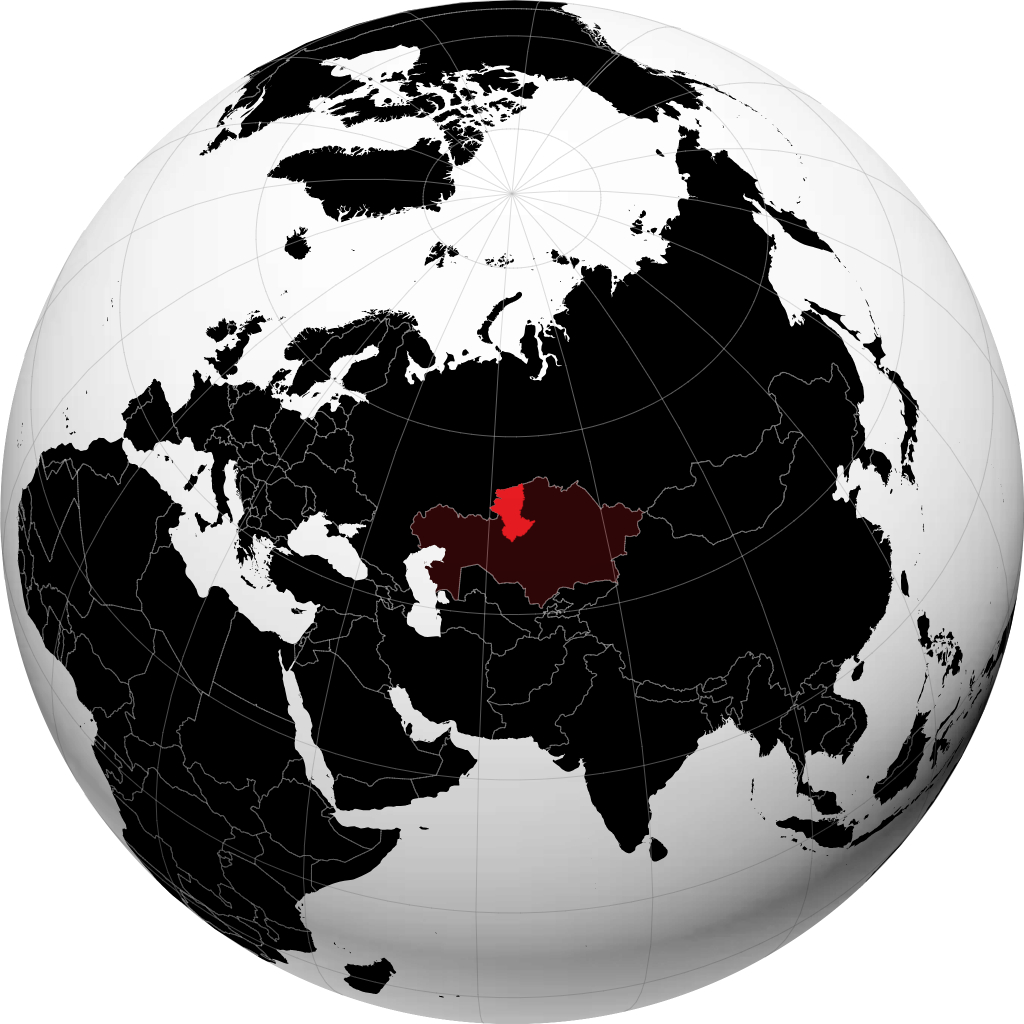 Gebiet Qostanay auf dem Globus