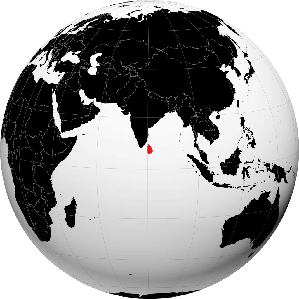 Sri Lanka auf dem Globus