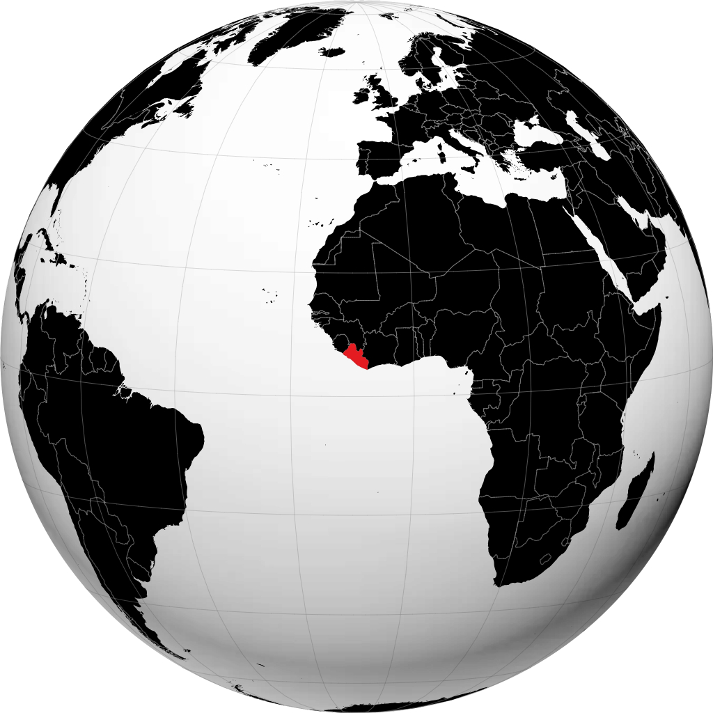 Liberia auf dem Globus