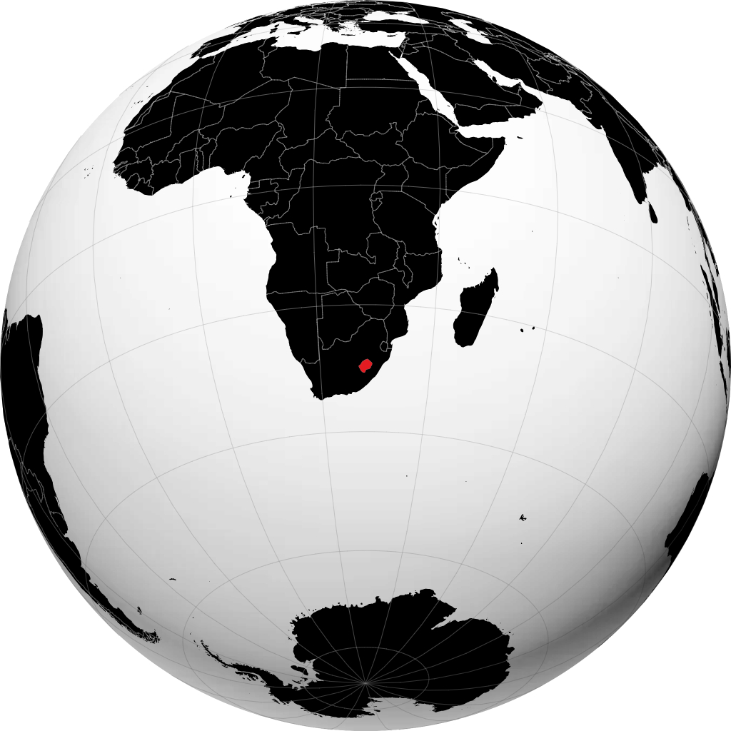 Lesotho auf dem Globus