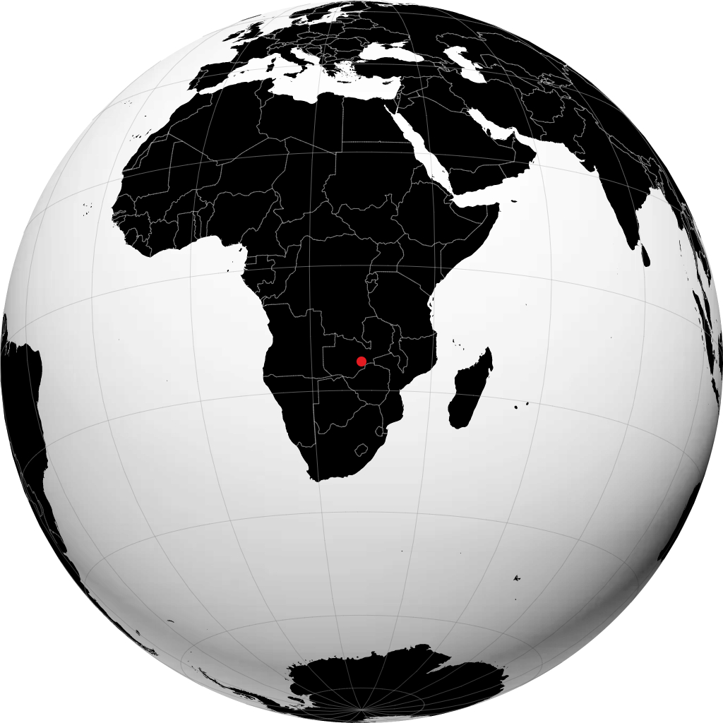 Lusaka auf dem Globus