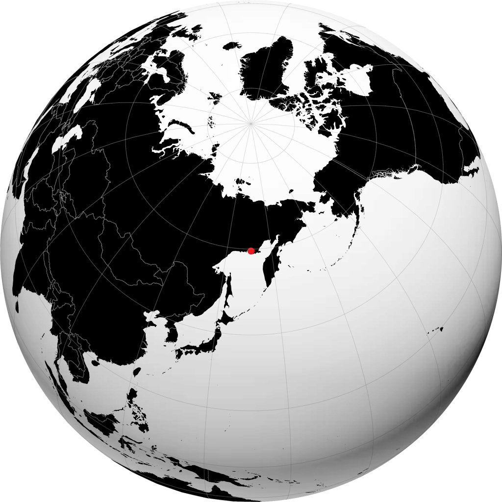 Magadan auf dem Globus