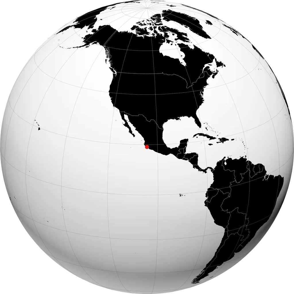 Manzanillo auf dem Globus