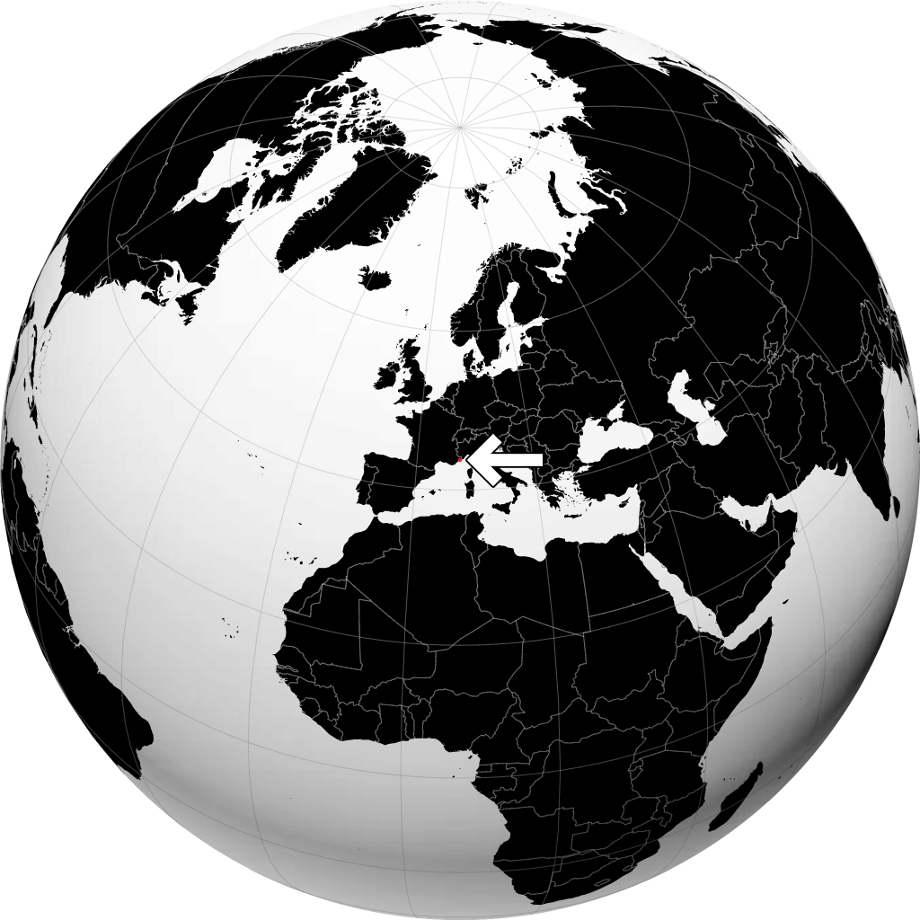 Monaco auf dem Globus