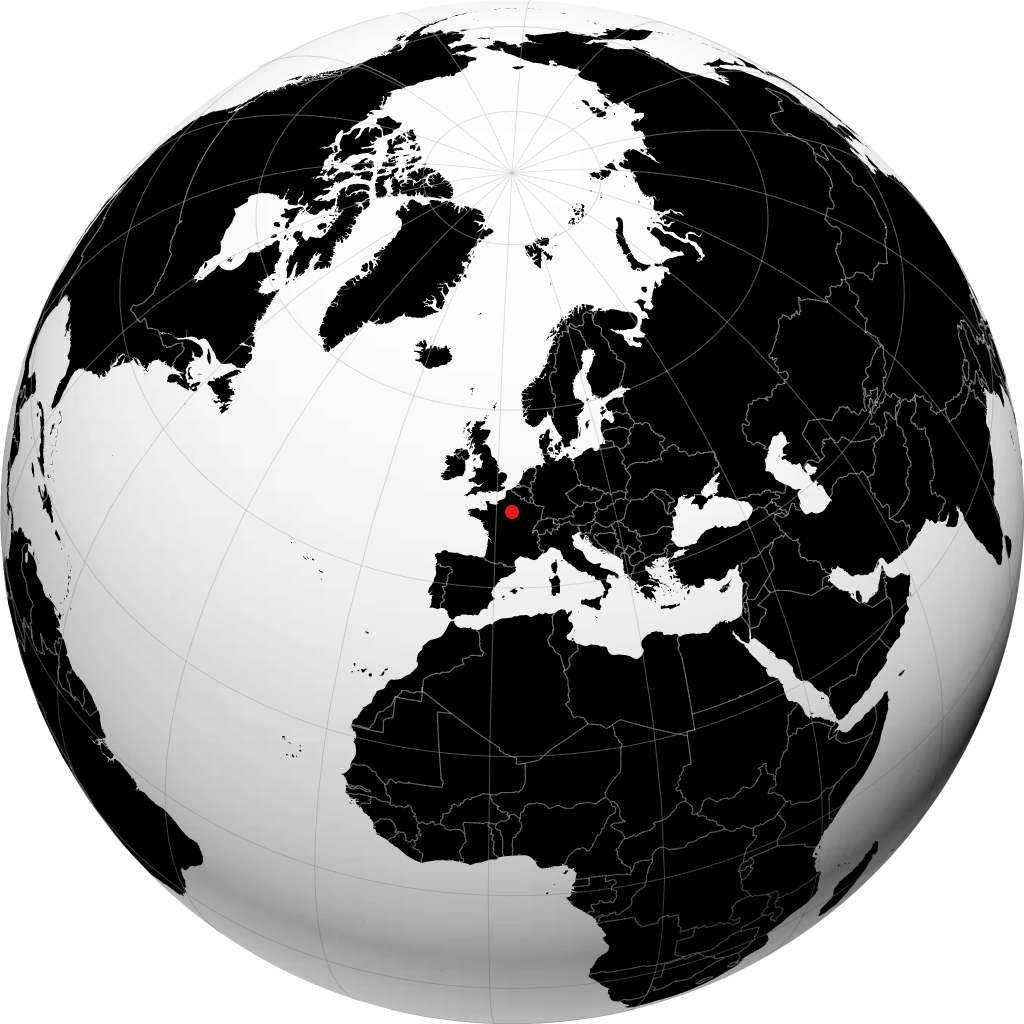 Melun auf dem Globus