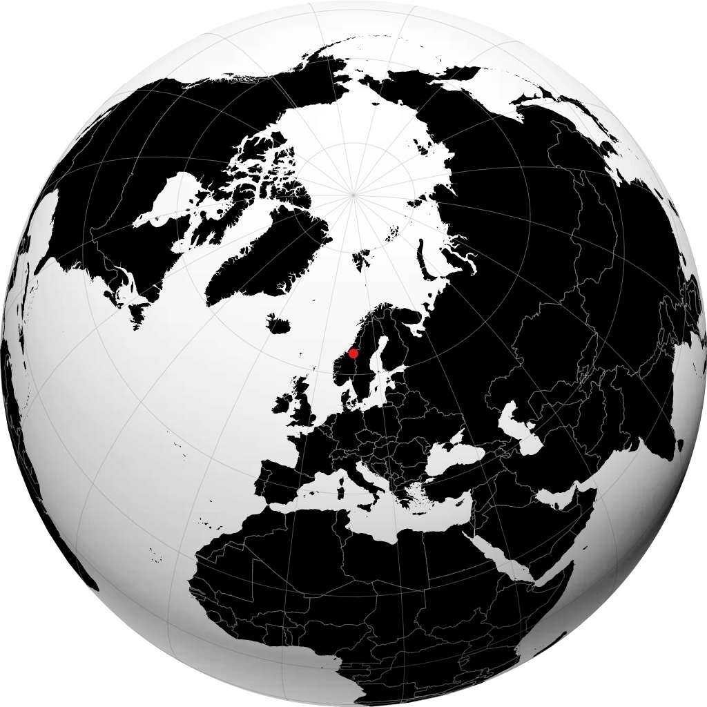 Meråker auf dem Globus