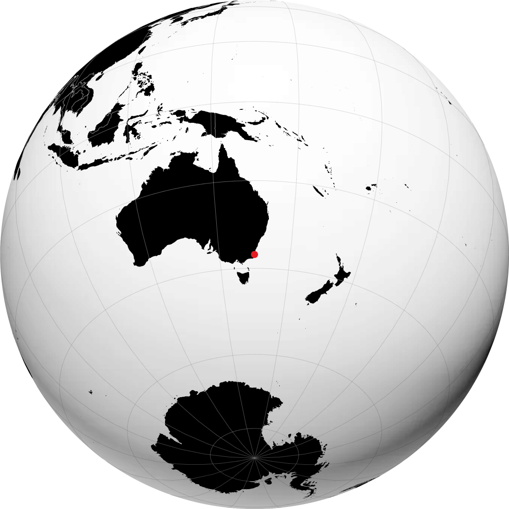 Merimbula auf dem Globus