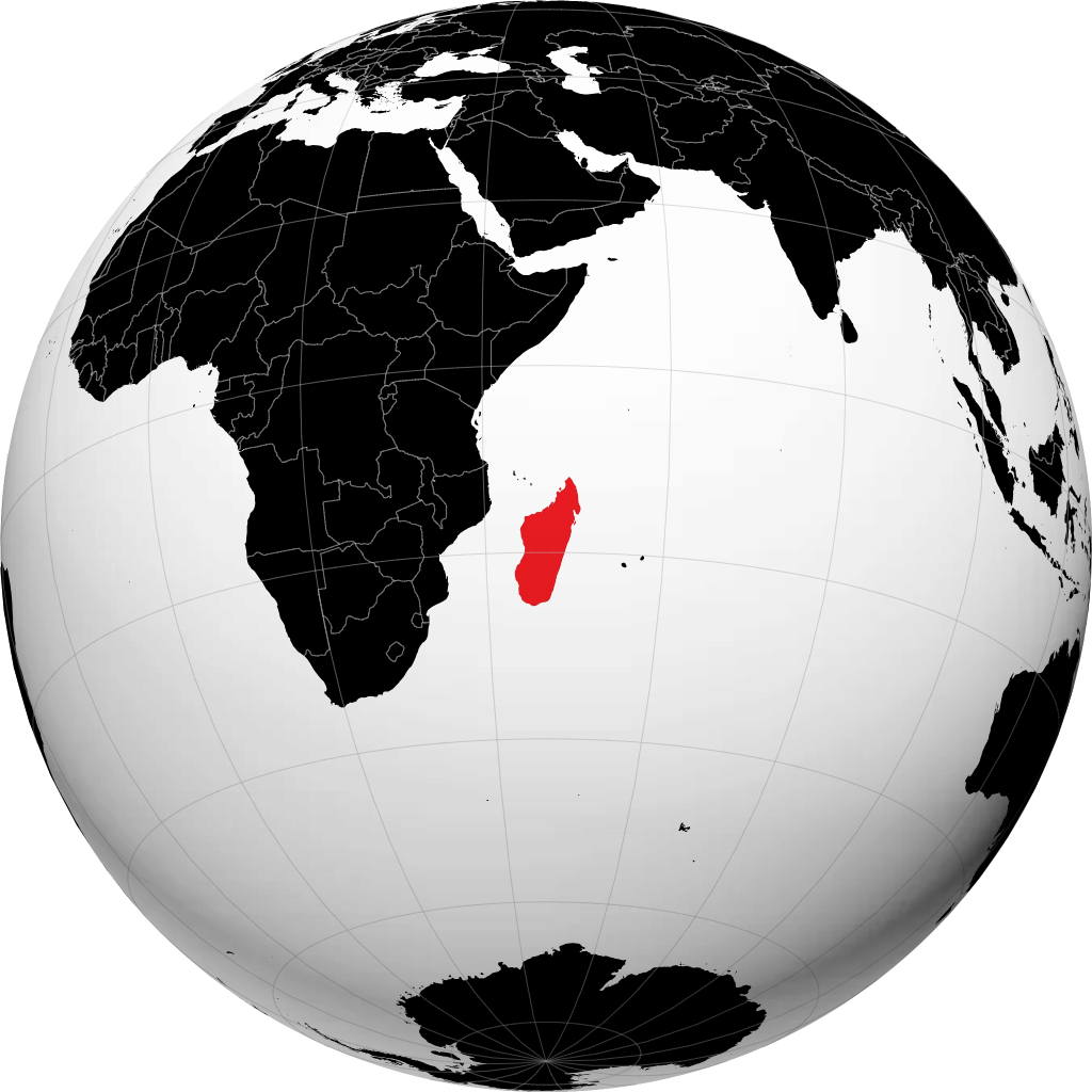 Madagaskar auf dem Globus