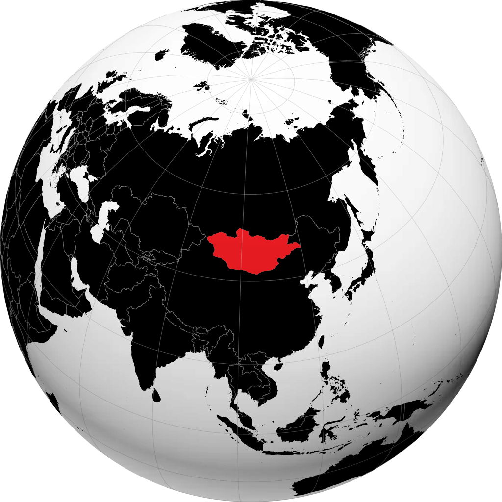 Mongolei auf dem Globus