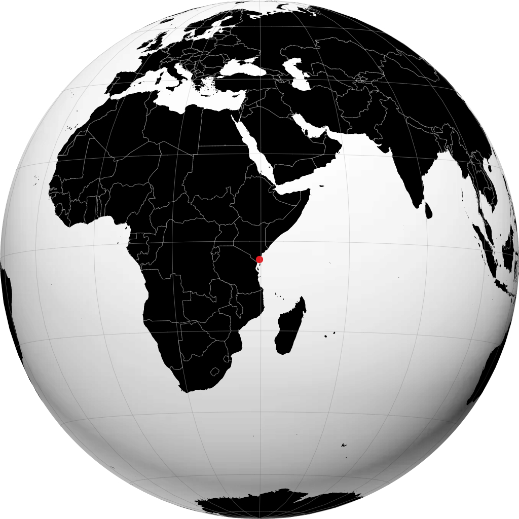 Mombasa auf dem Globus